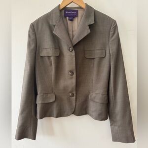Ralph Lauren Collection Purple Label Vintage Taupe Grey Women's Blazer size 12